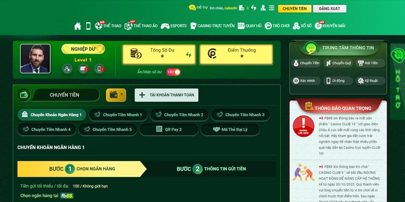 Nạp tiền FB88 có nhiều phương thức, giúp người chơi có thể nạp tiền vào ví game FB88 linh hoạt